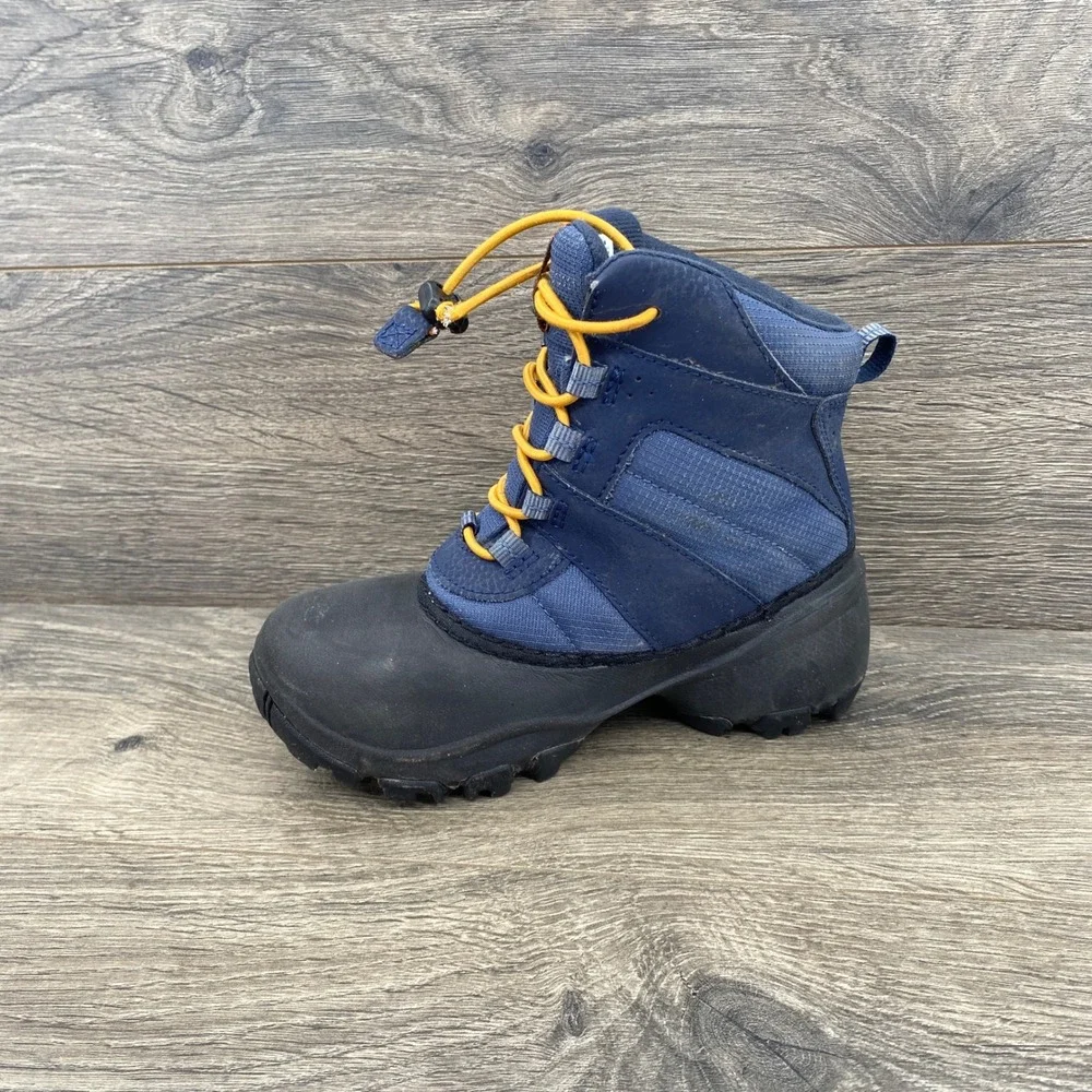 Columbia Snow Boots Kids Size 13 Navy Blue Waterproof Bungee Lace BC1322-478
